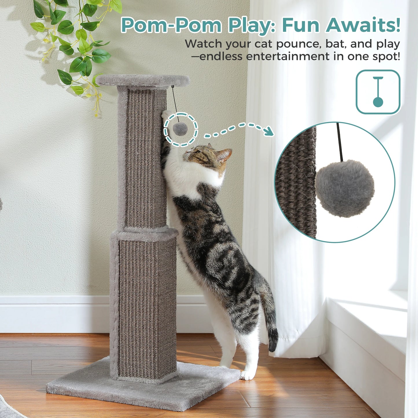 PAWZ Road Indoor Cat Scratching Post With Sisal Ball