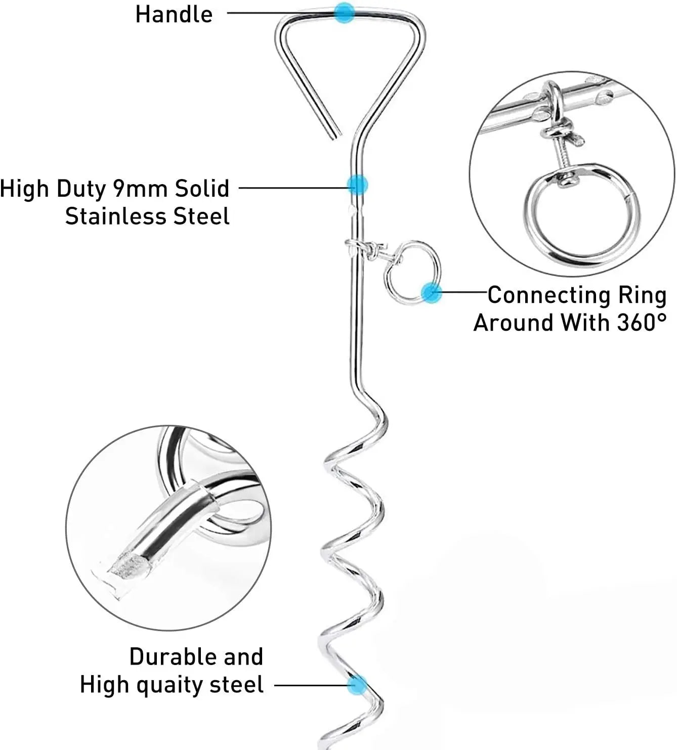 Heavy Duty Dog Tie Out Cable With Rust Proof Stake