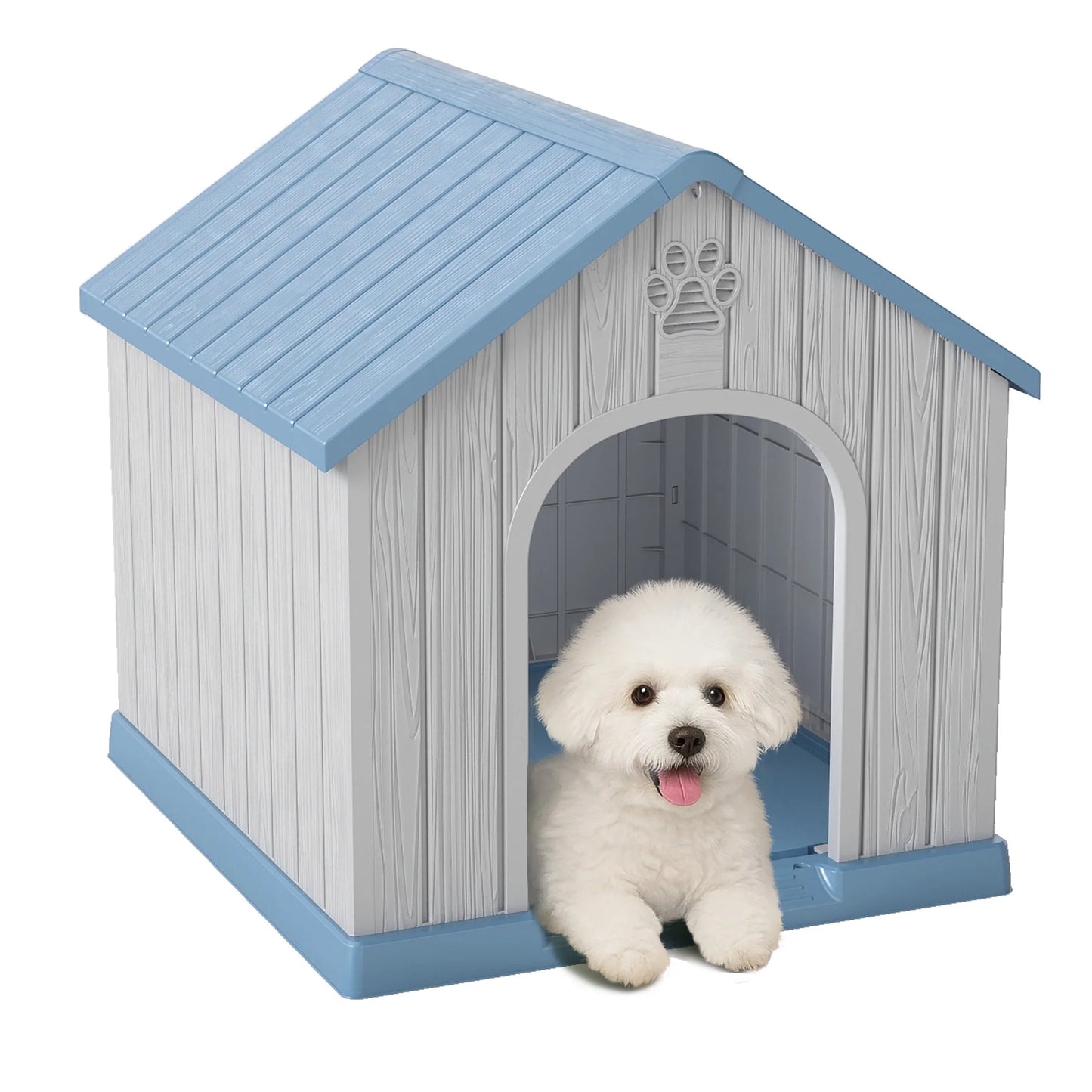 Basic Plastic Dog House Weatherproof Indoor Outdoor Shelter