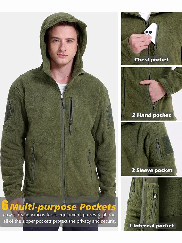 Fleece Tactical Hunting Jacket With Multi Pocket Warmth