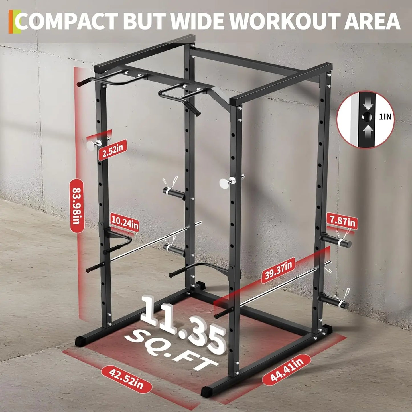 HiMISS Power Cage 1100 Lbs Multi-Functional Rack With Pull-Up Bar