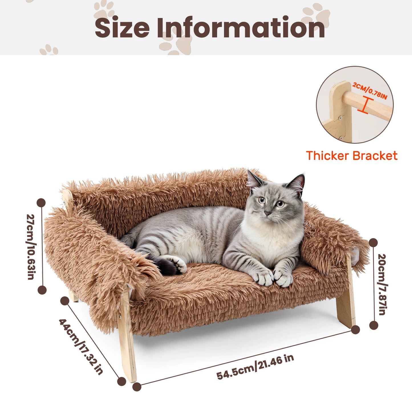Raised Plush Cat Bed With Sturdy Wooden Legs For Cats