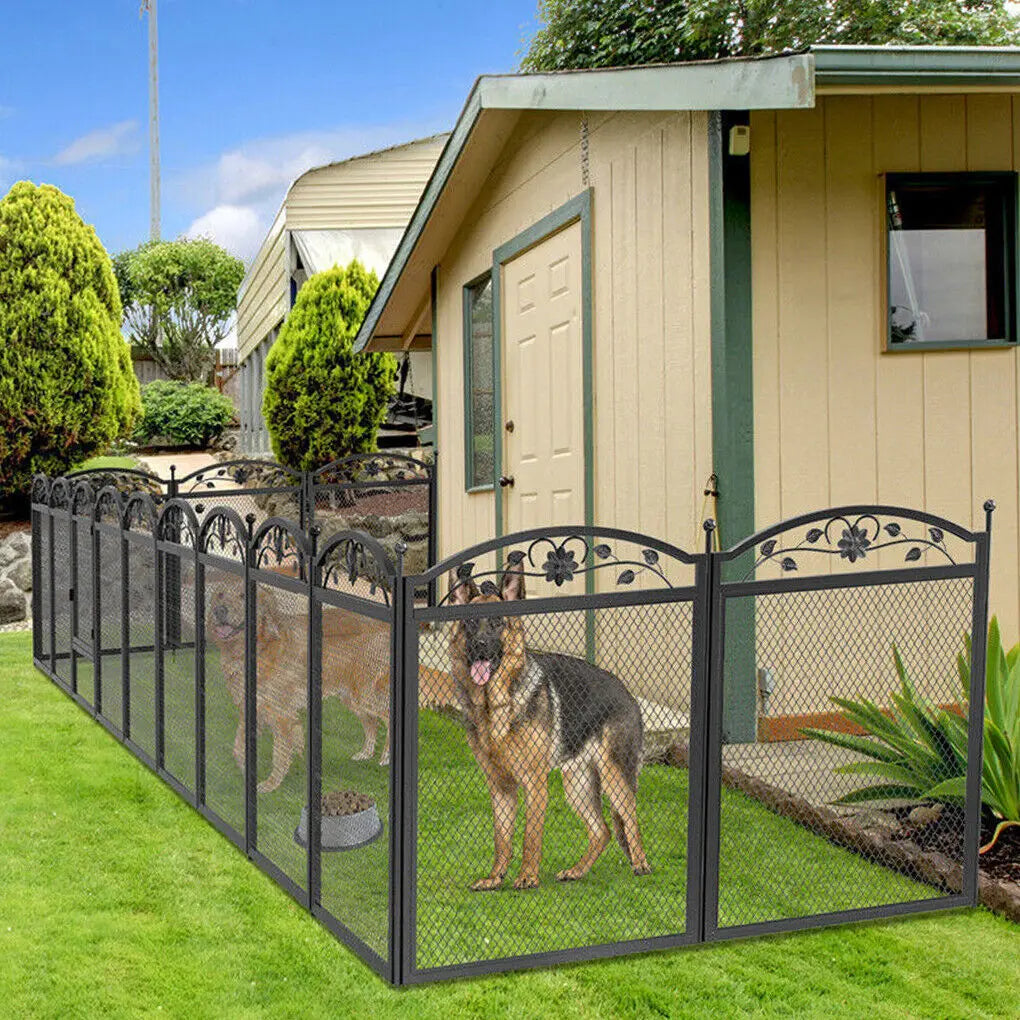 BINGOPAW Metal Dog Playpen With Gate Foldable Exercise Fence