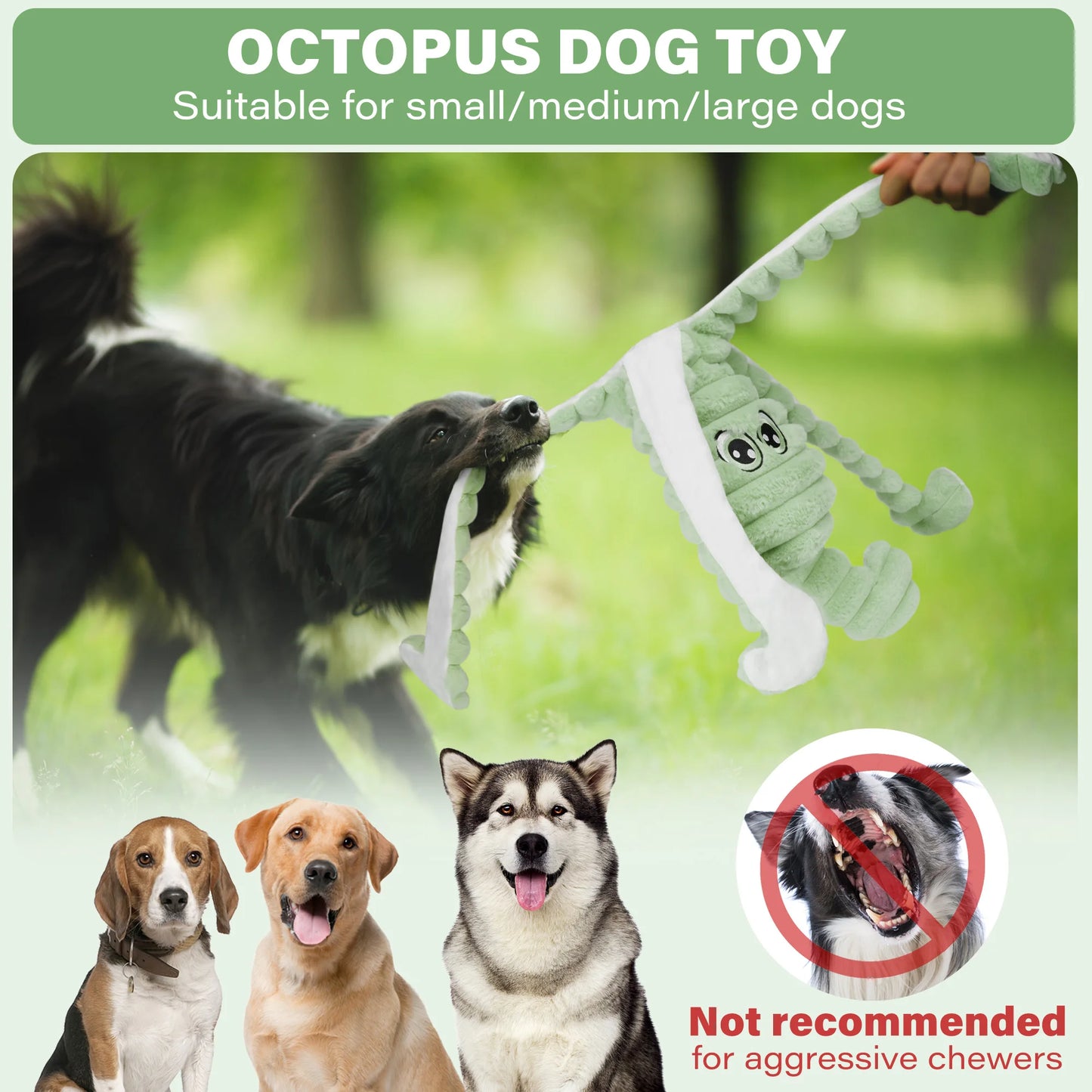 Octopus Design Pet Grinding Teeth Squeaky Plush Toy For Dogs