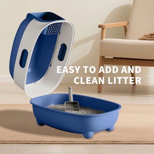 Foldable Enclosed Cat Litter Box With Lid And Scoop
