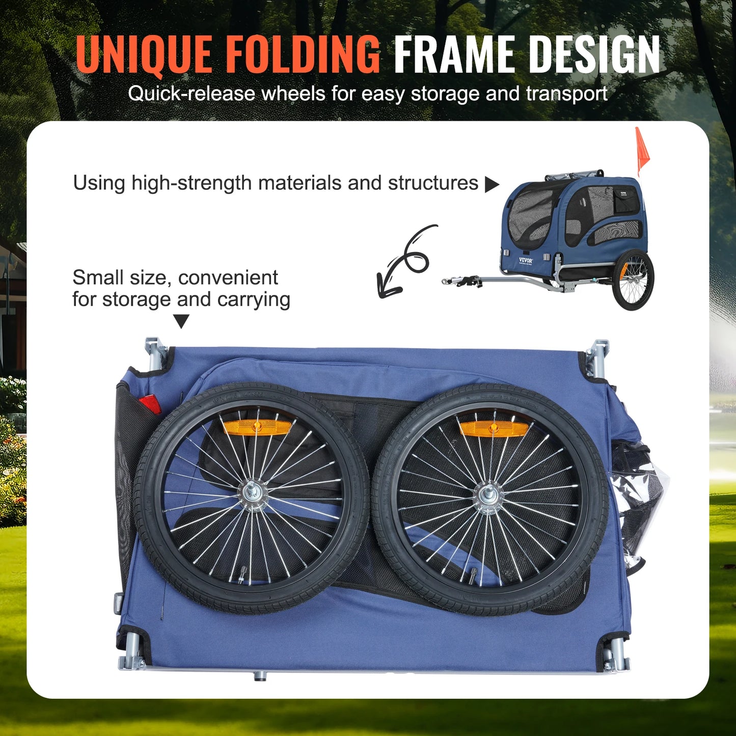 100Lbs Pet Cart Bicycle Carrier Dog Trailer With Reflectors