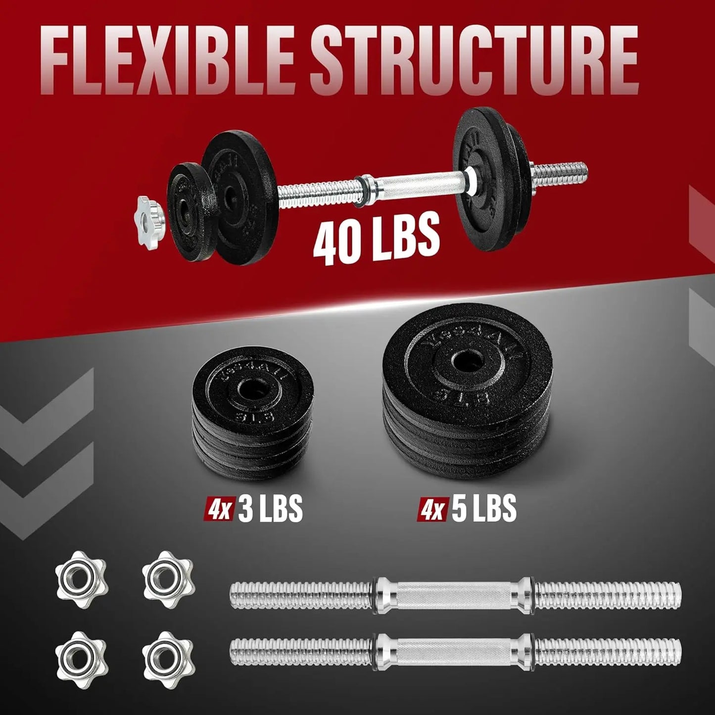 Adjustable Dumbbell Set With Weight Plates 40 To 200 Lbs Star Lock Collars