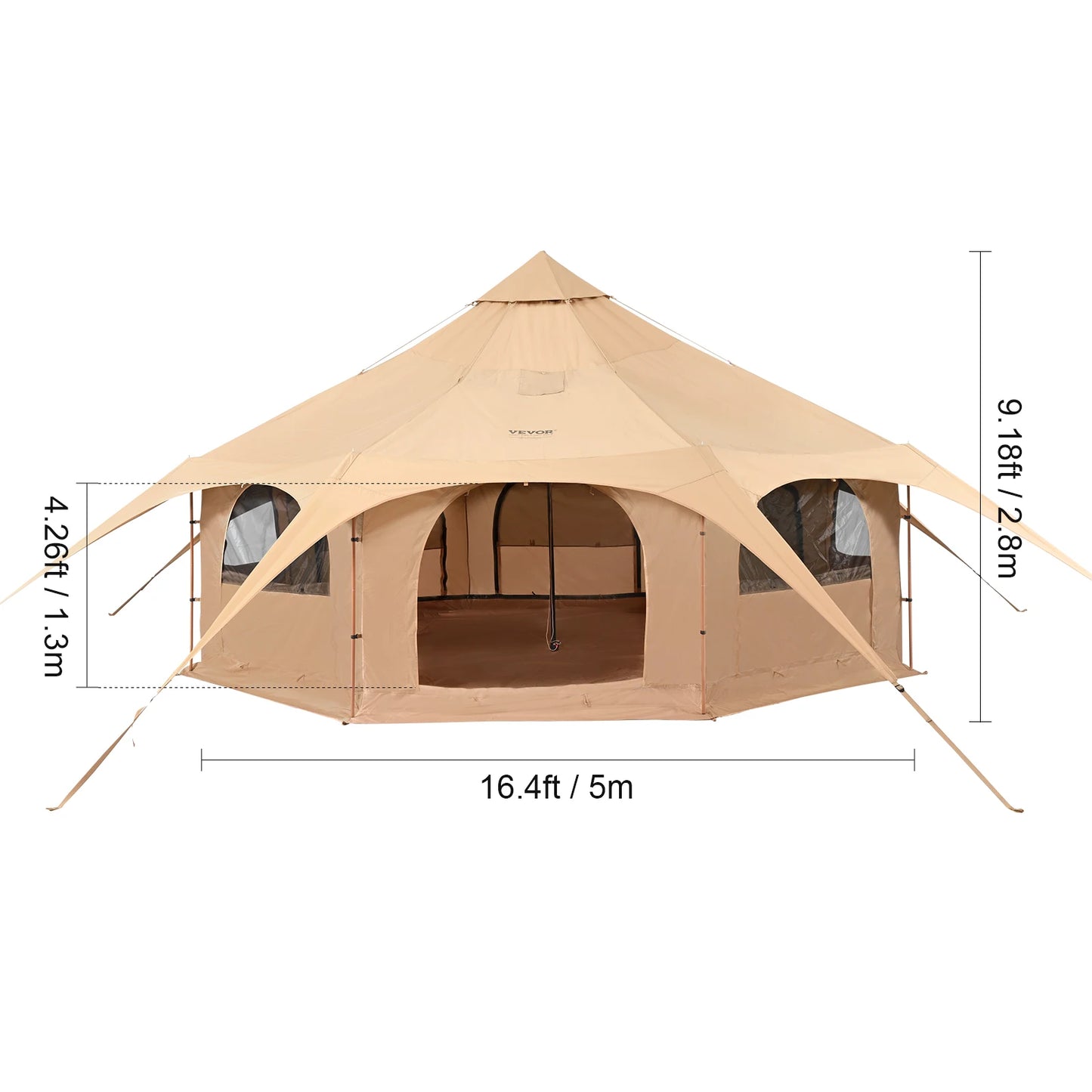 SucceBuy Canvas Bell Tent Camping Yurt for All Seasons