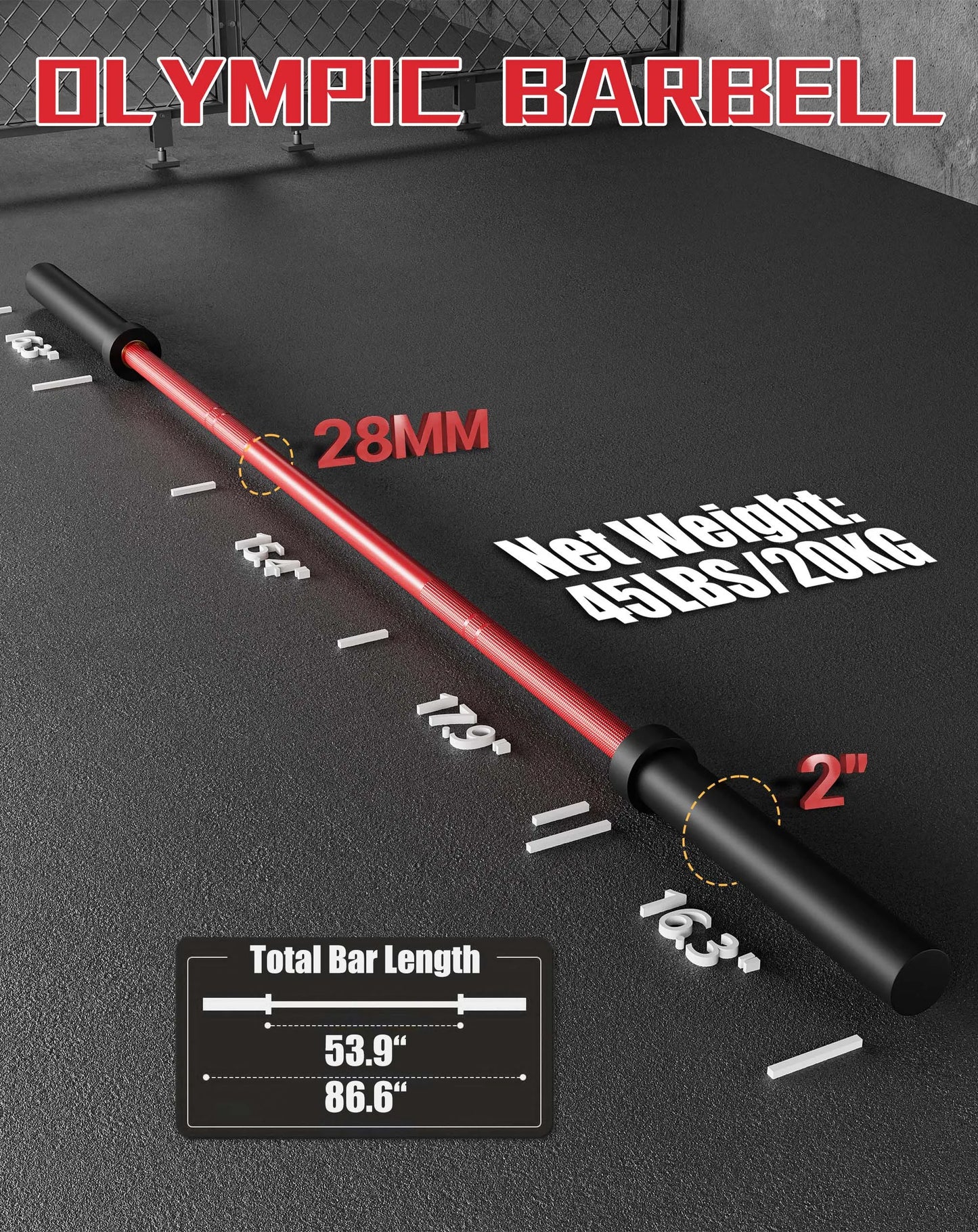 HiMISS Barbell Bar 1000LBS Capacity For Powerlifting