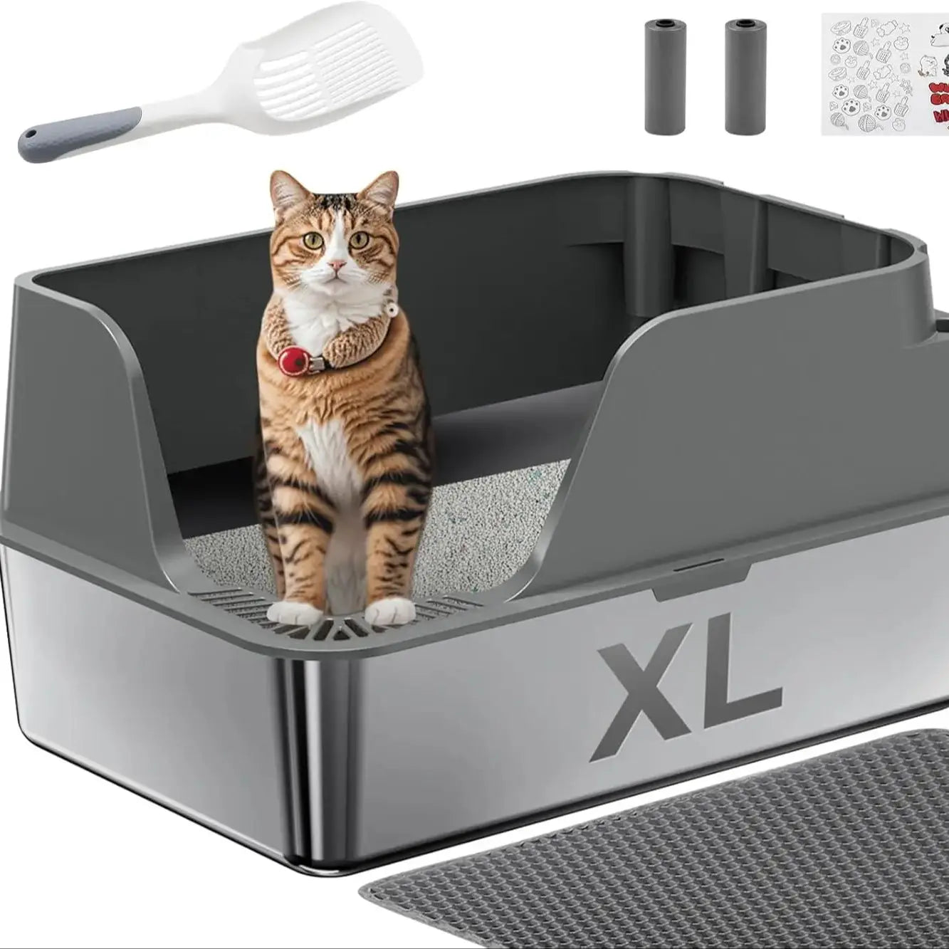 Stainless Steel Cat Litter Box With Splash Proof And Leak Proof Design