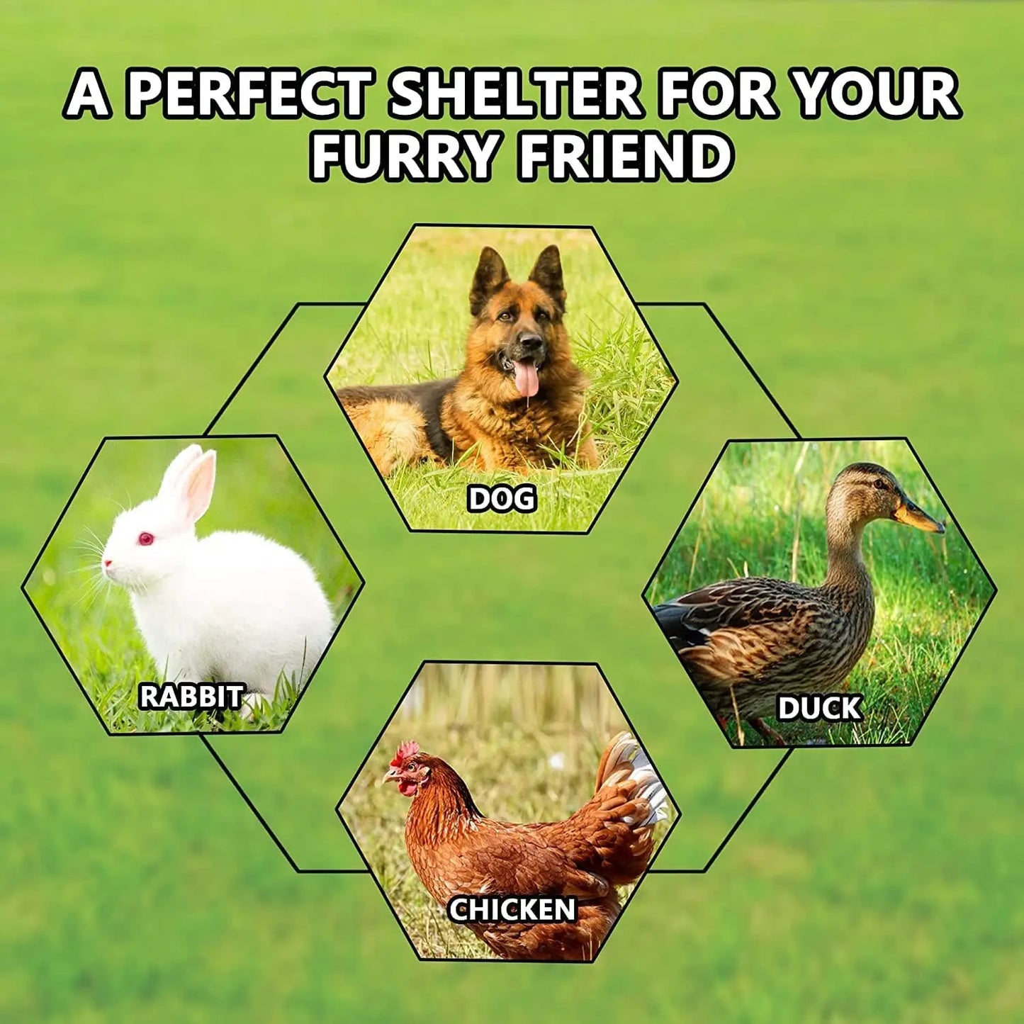 Outdoor Galvanized Dog Kennel With Roof, Lock And Waterproof Cover