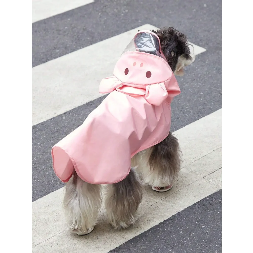 PETSIN Hooded Pet Raincoat Waterproof Cartoon Bear Design