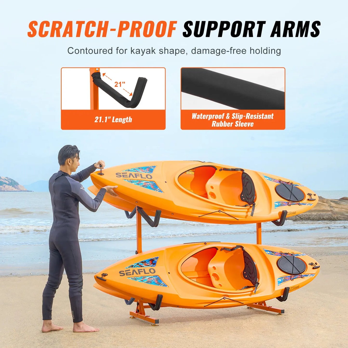 Freestanding Kayak Storage Rack Stand For Four Kayaks