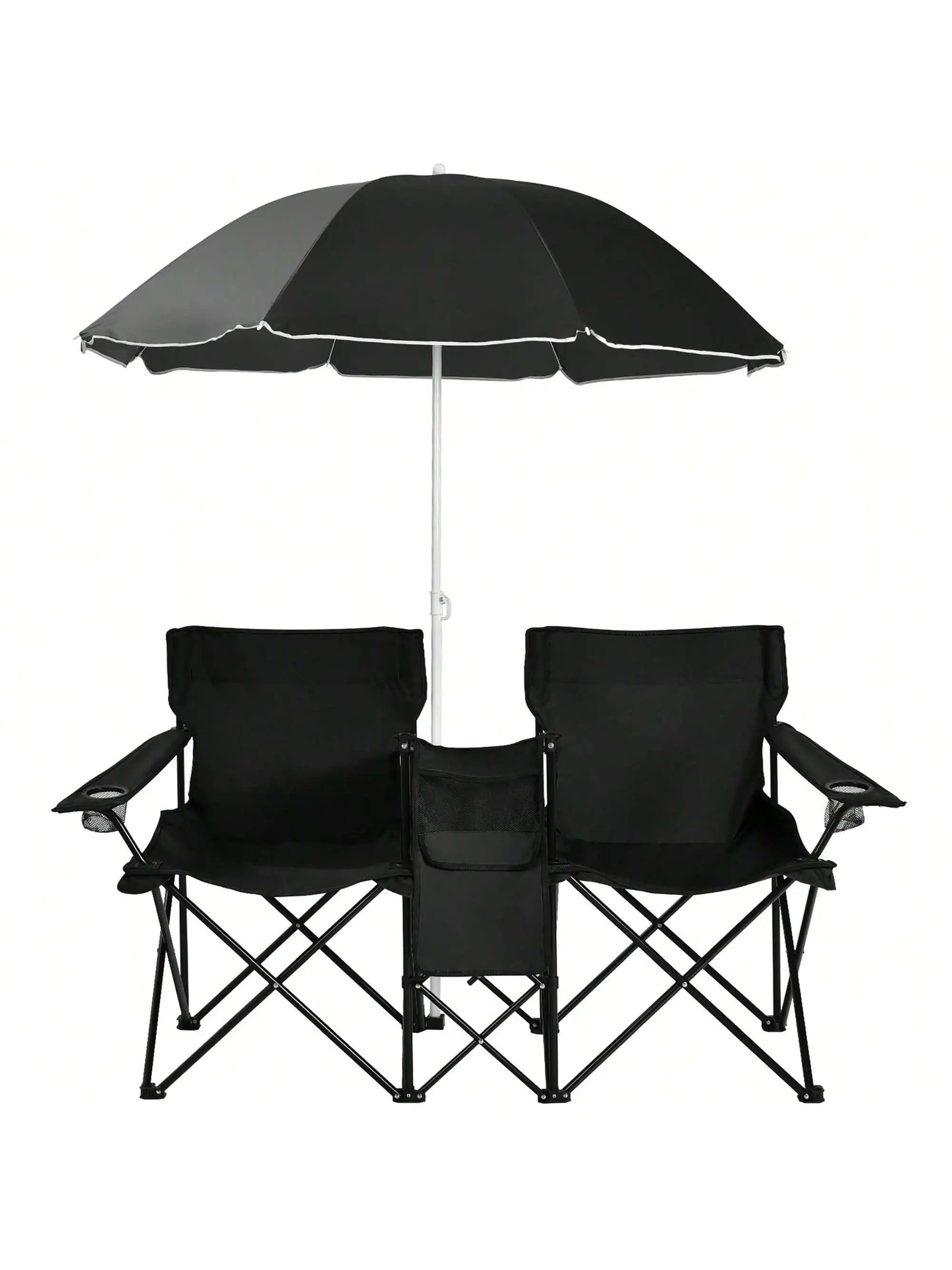 Folding Double Picnic Chair With Umbrella Table Cooler