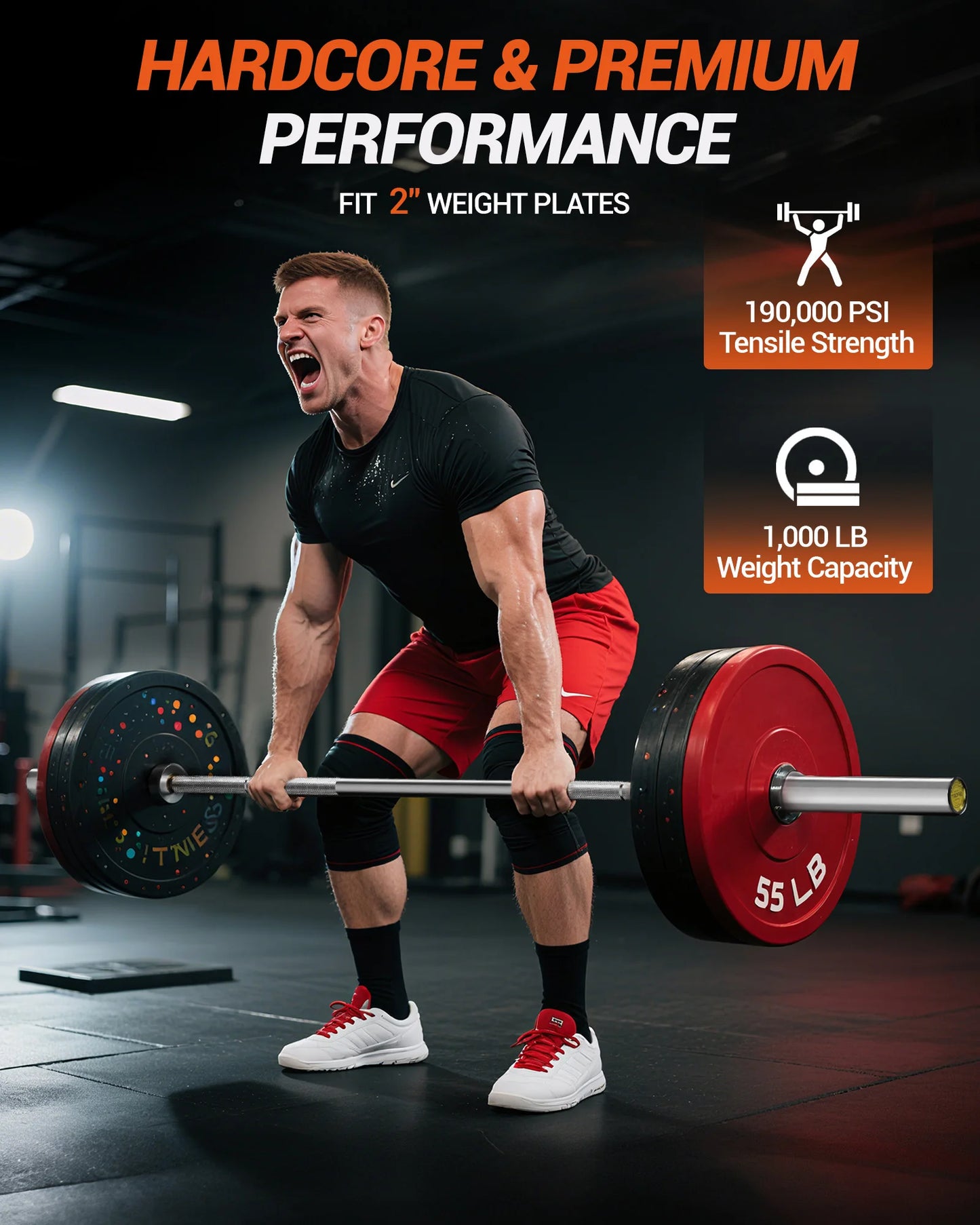 HiMISS Barbell Bar 1000LBS Capacity For Powerlifting