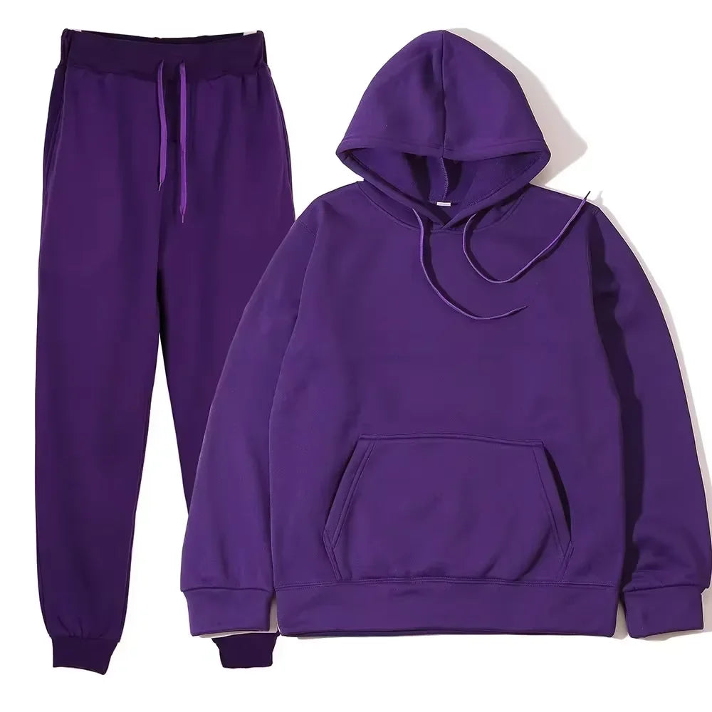 Winter Women Tracksuit Two Piece Set Oversized Hoodie Sweatpants