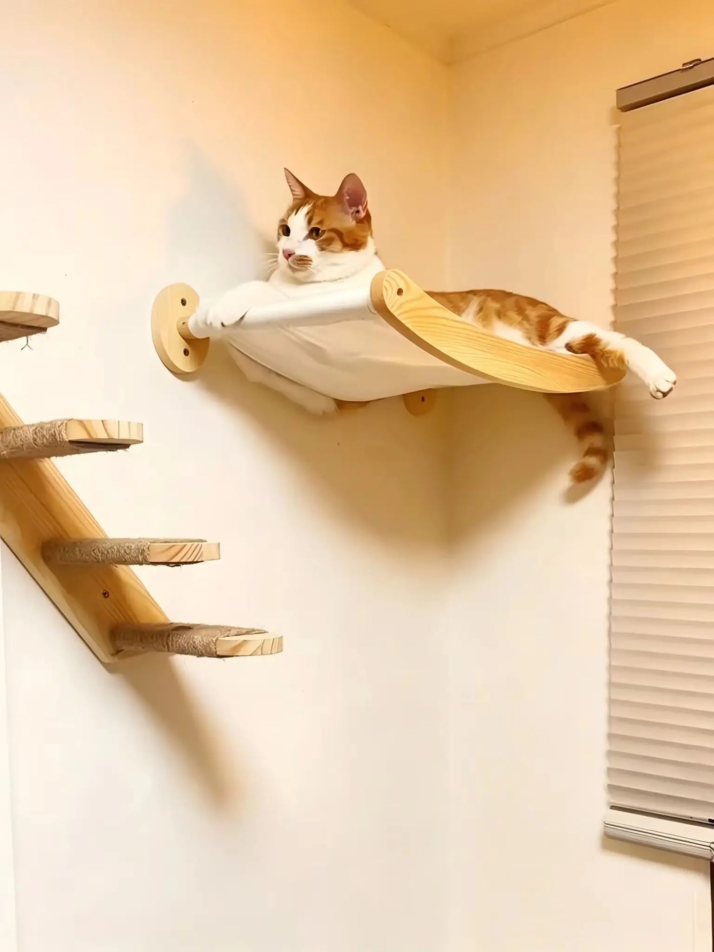 Wall Mounted Cat Bridge With Sisal Rope For Indoor Cats Pine Wood