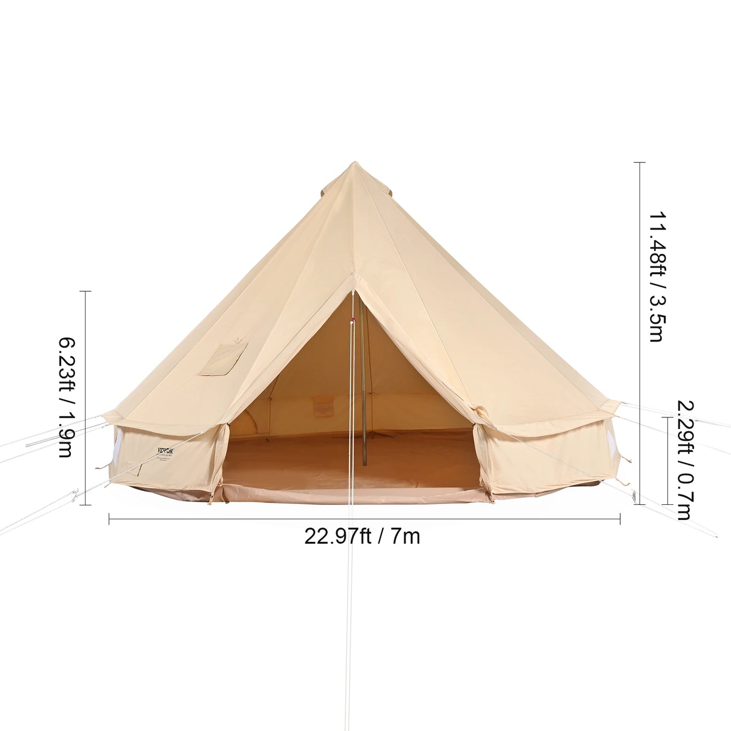 SucceBuy Canvas Bell Tent Camping Yurt for All Seasons