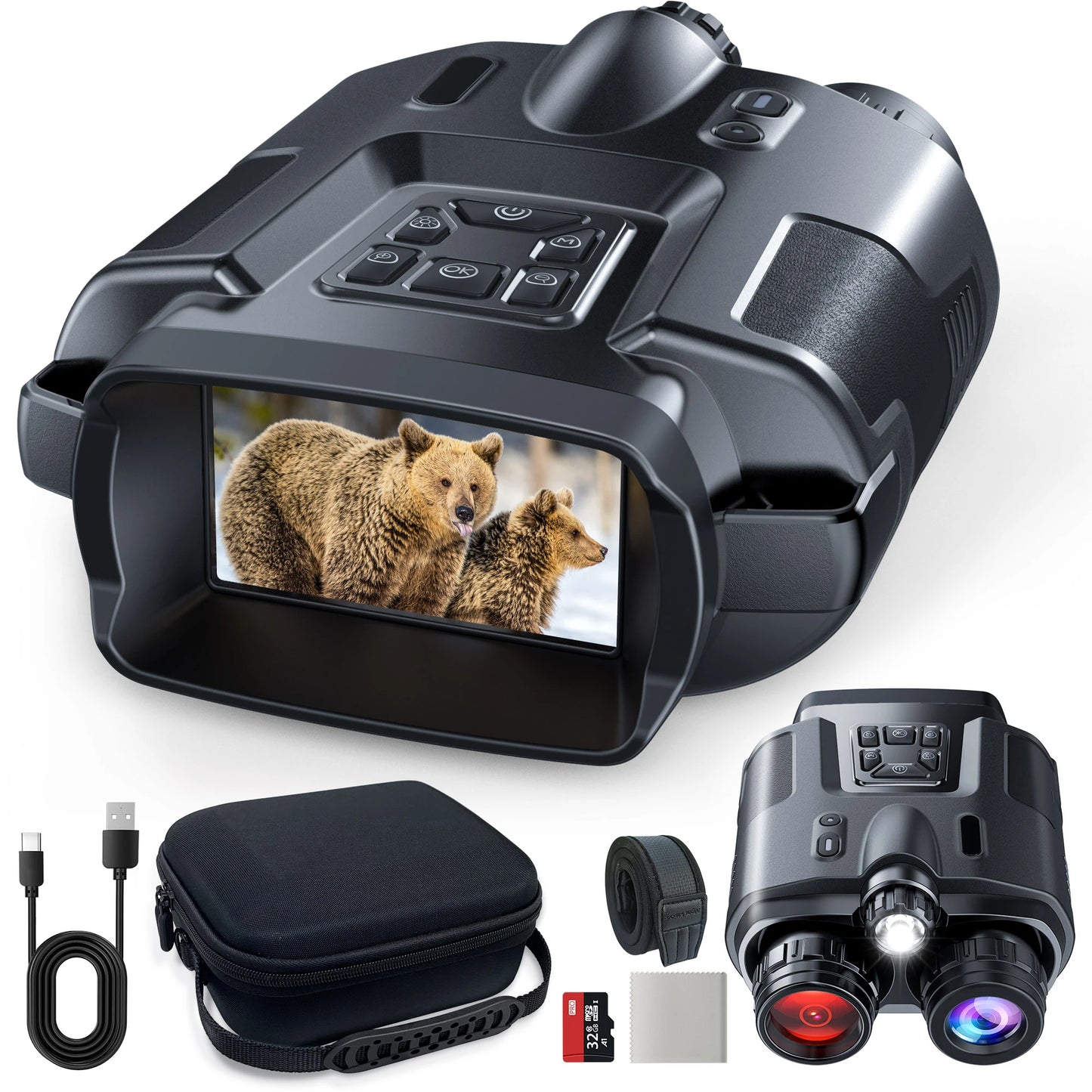 Letcmoi 4K Night Vision Binoculars With 3 Inch Screen 8X Digital Zoom