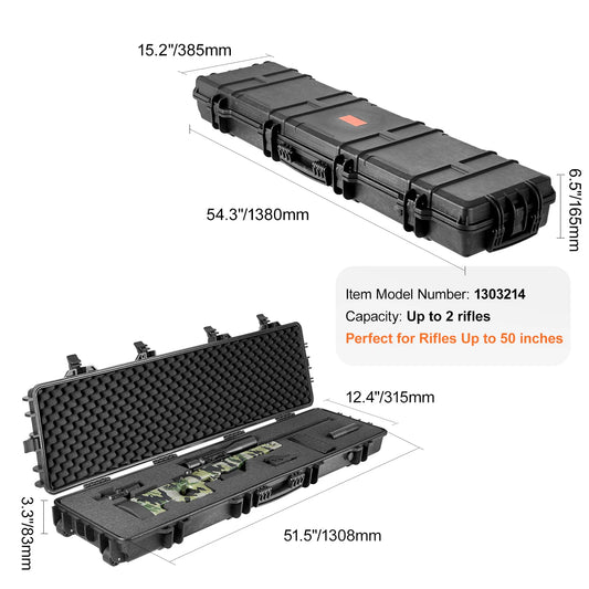 Hard Rifle Case Portable Long Gun Storage, Shockproof and Waterproof