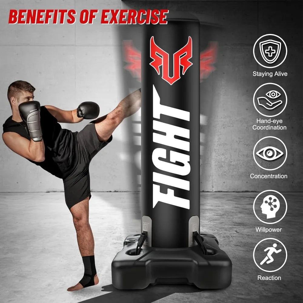 YTYIN Adult Standing Punching Bag With Upgraded Base MMA Gloves And Pump