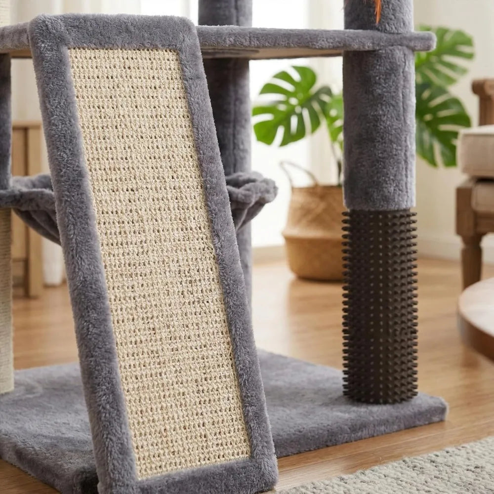 NBVCX Multi Level Cat Tree With Hammock Self Grooming Brush