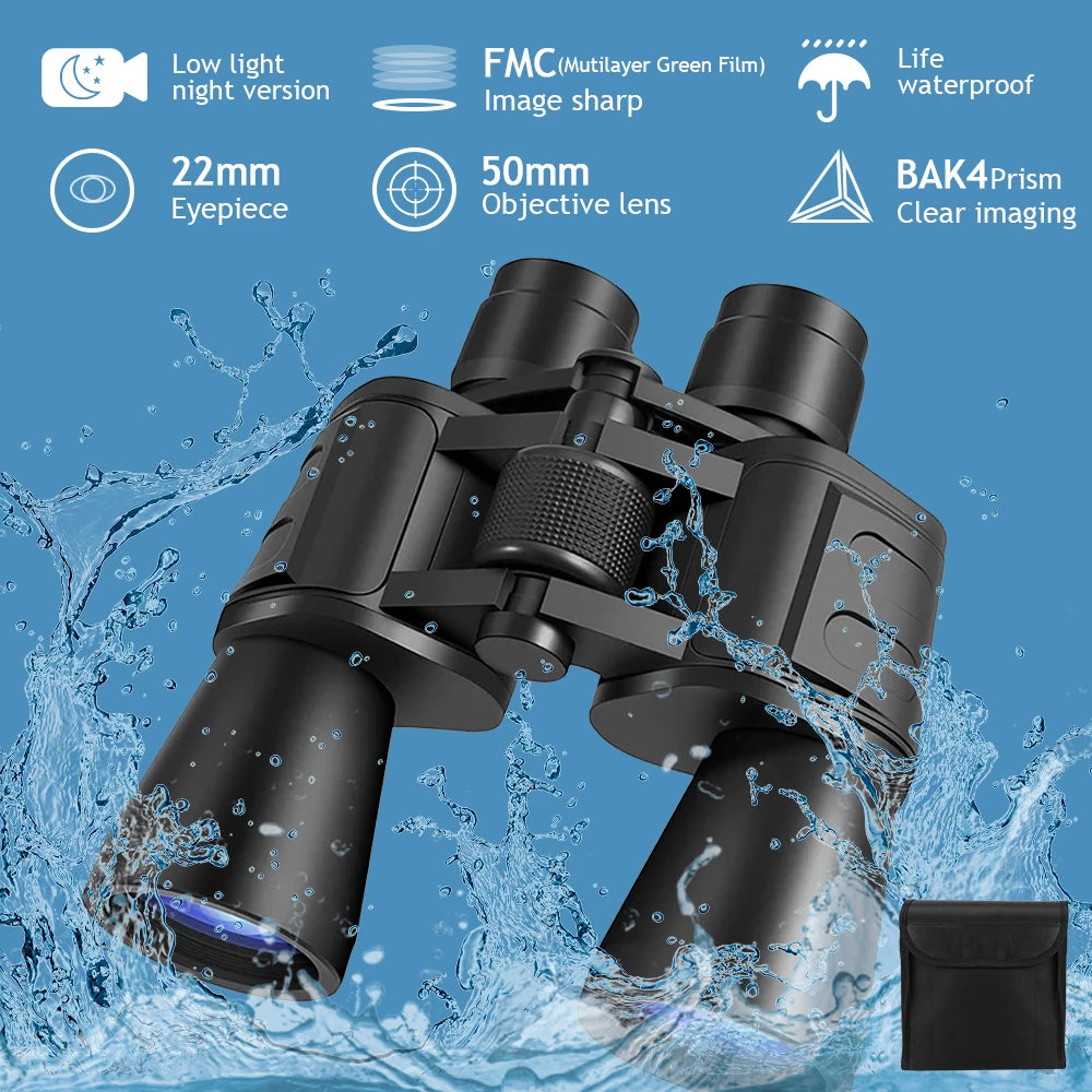 Binoculars BAK4 Prism Waterproof Night Vision With Tripod Interface
