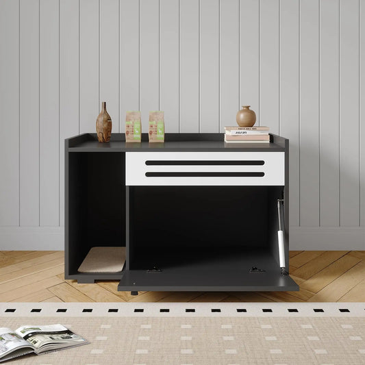 Studyset Ventilated Cat Litter Box Furniture With Flip Down Door