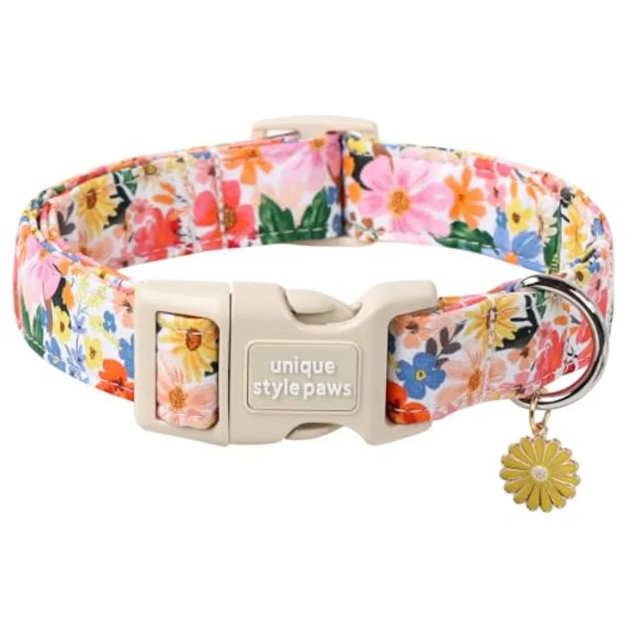 Dog Collar With Coconut Tree Pendant And Plastic Buckle For Small To Large Dogs