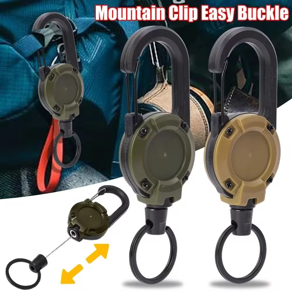 Retractable Heavy Duty Carabiner With Steel Wire Rope Key Ring
