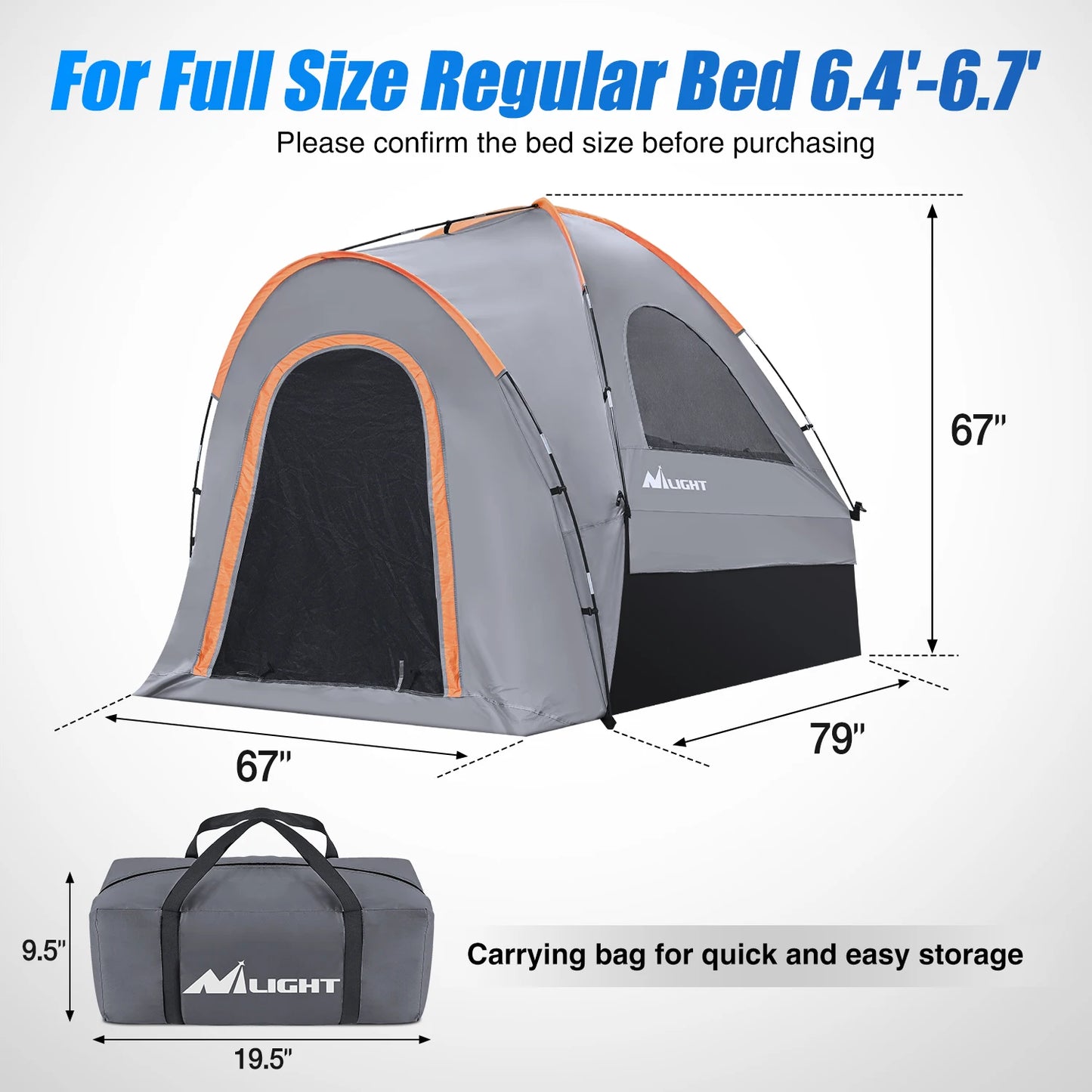 Truck Bed Tent For Full-Size Trucks Waterproof Double Layer