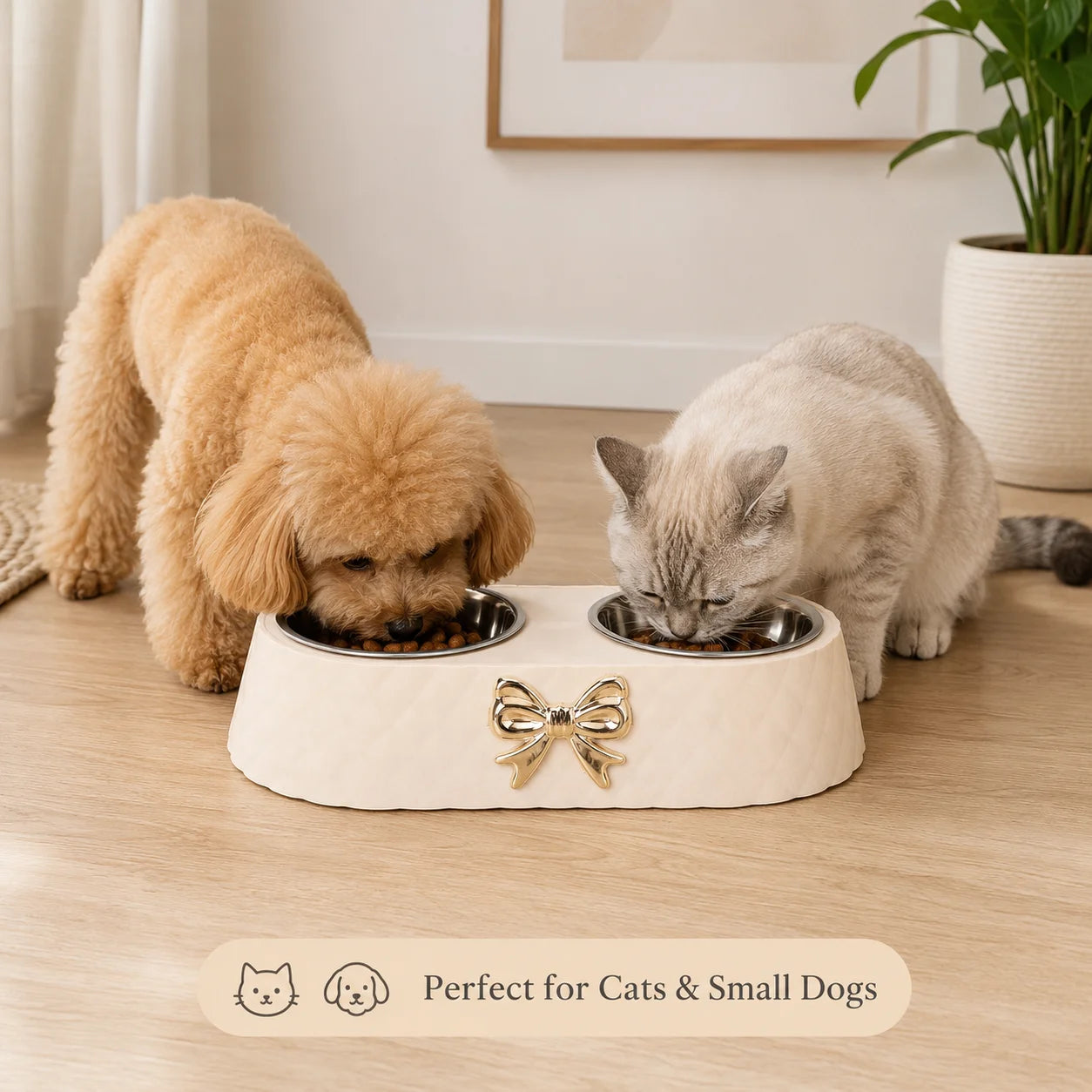 Double Stainless Steel Pet Bowls For Cats And Small Dogs