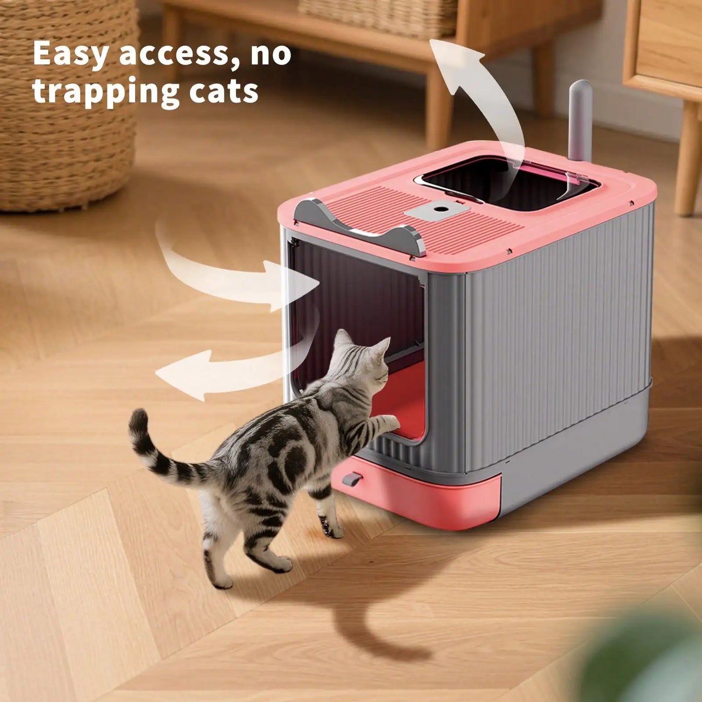 Foldable Enclosed Litter Box With Lid And Scoop Odor Control
