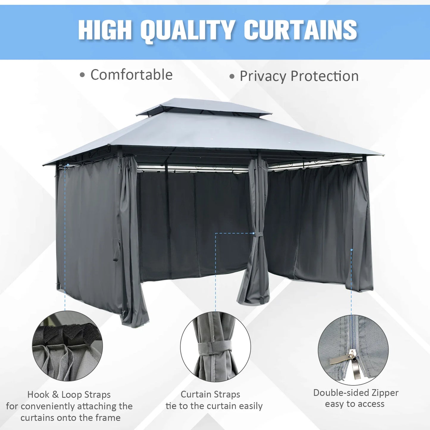 Outdoor 2 Tier Vented Canopy Gazebo Tent Shelter For Parties