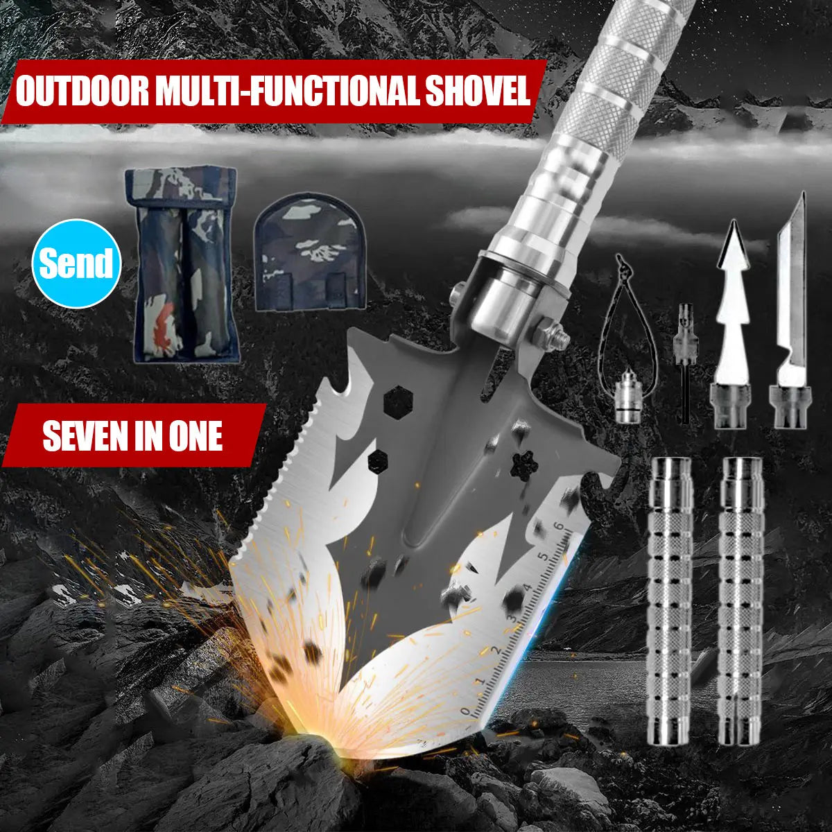 Skywolfeye Foldable Military Shovel for Outdoor Survival and Camping