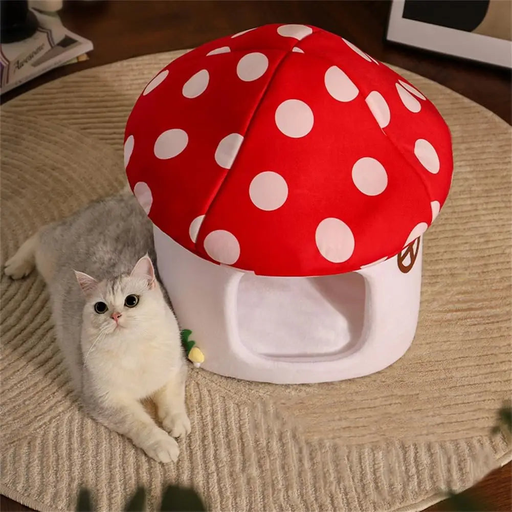 Mushroom Cat Bed Indoor Cat Cave With Removable Washable Cushion