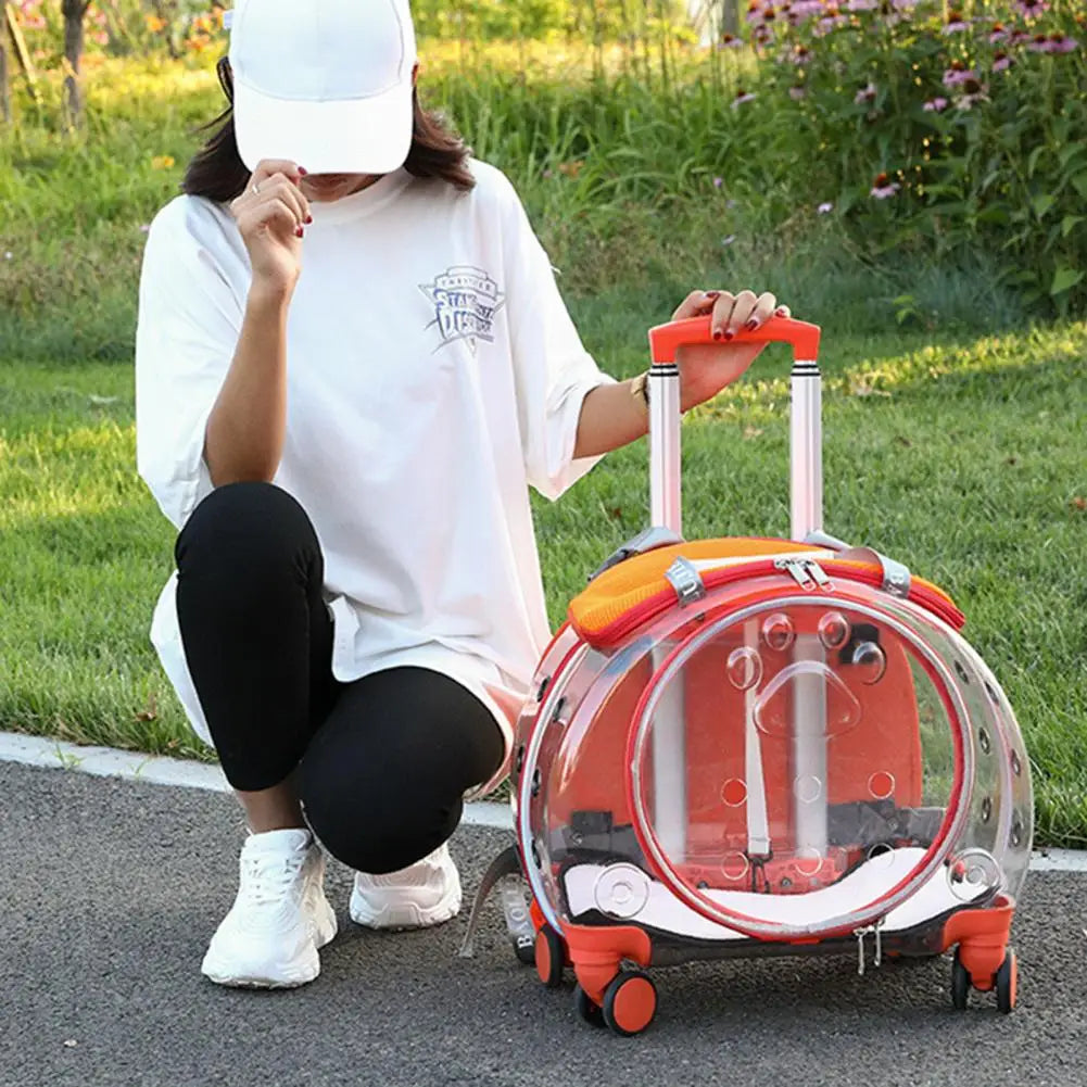 Pet Trolley Case With Ventilation Holes For Cats Silent Wheels