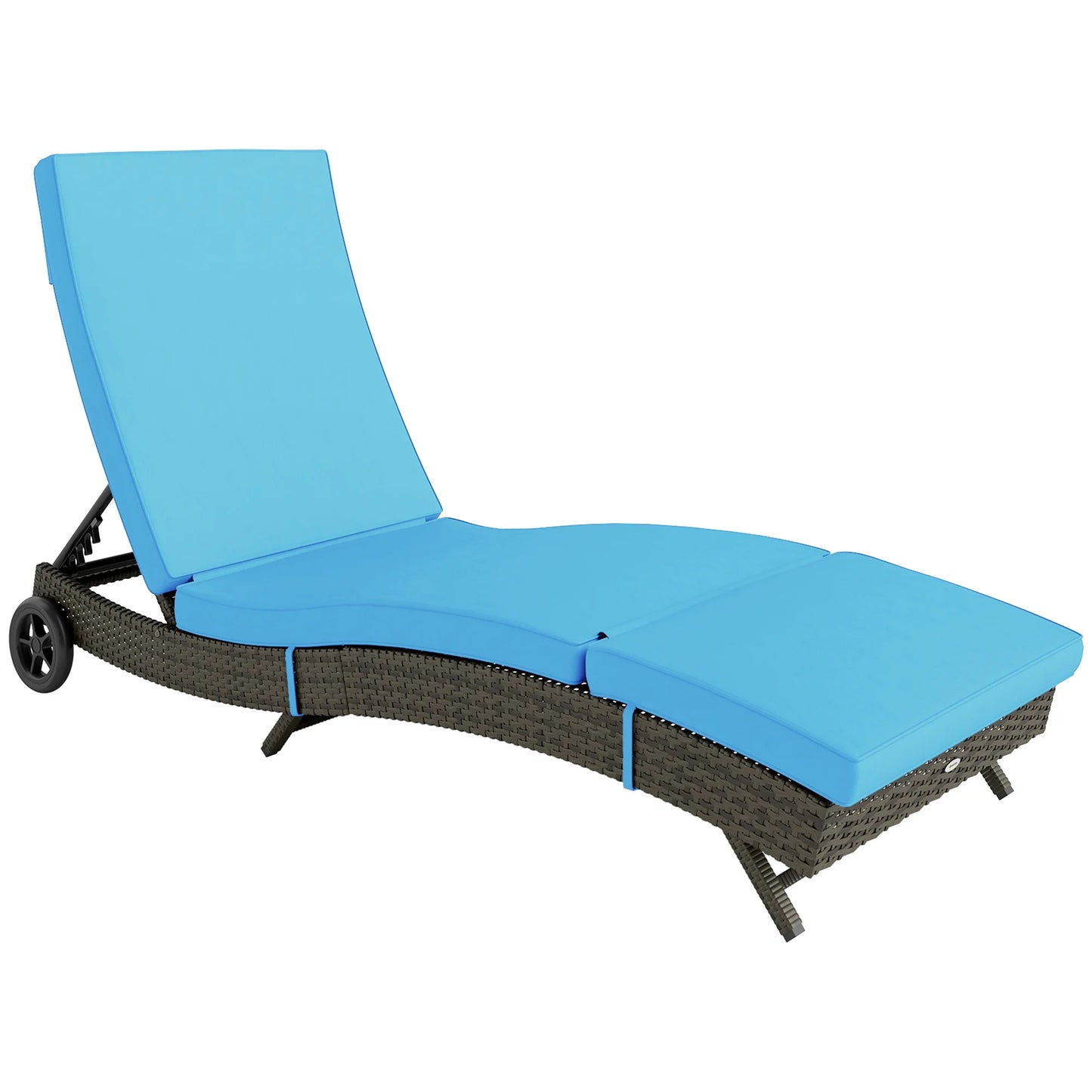 Outsunny Outdoor Reclining Lounge Chair On Wheels PE Wicker