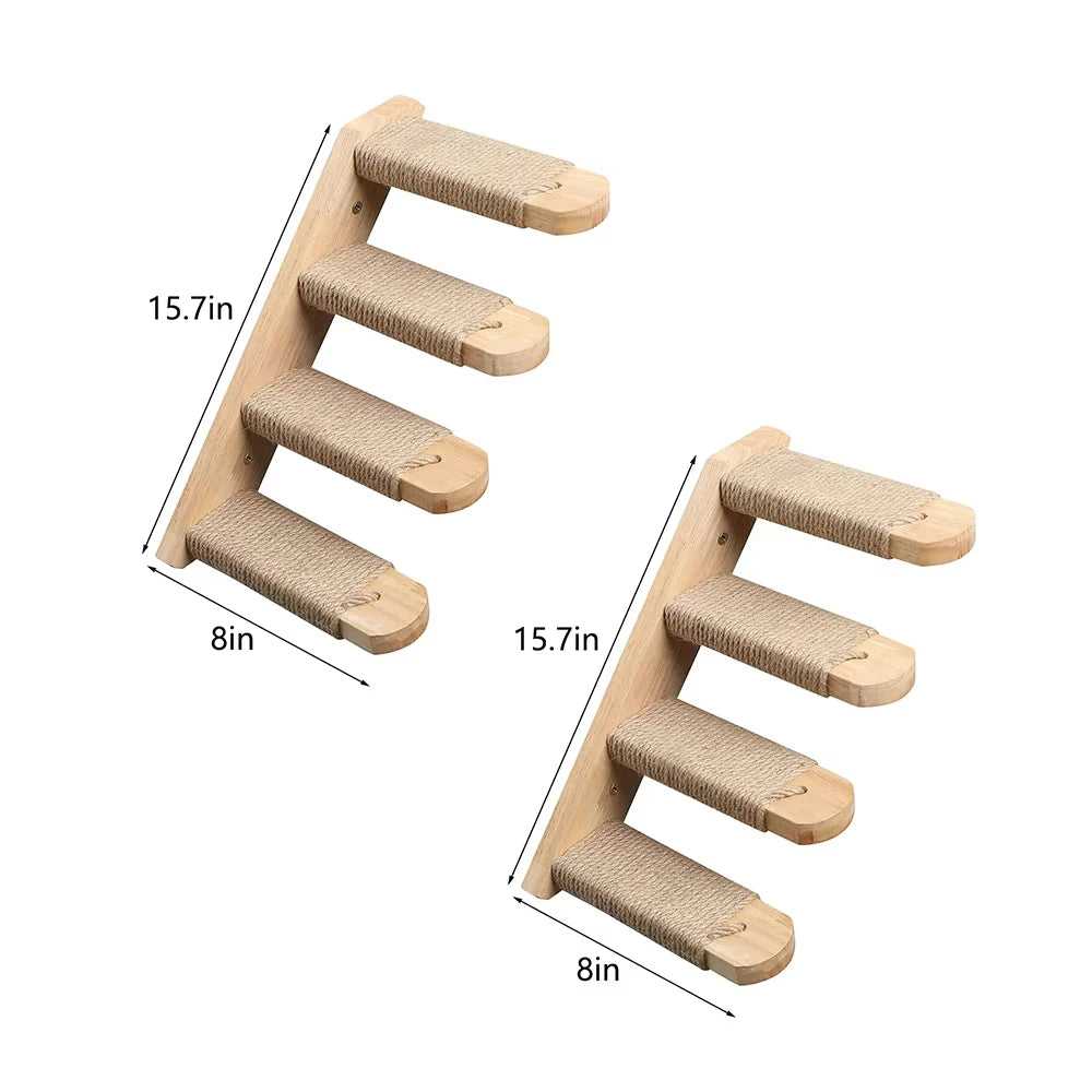 Wall Mounted Cat Bridge With Sisal Rope For Indoor Cats Pine Wood