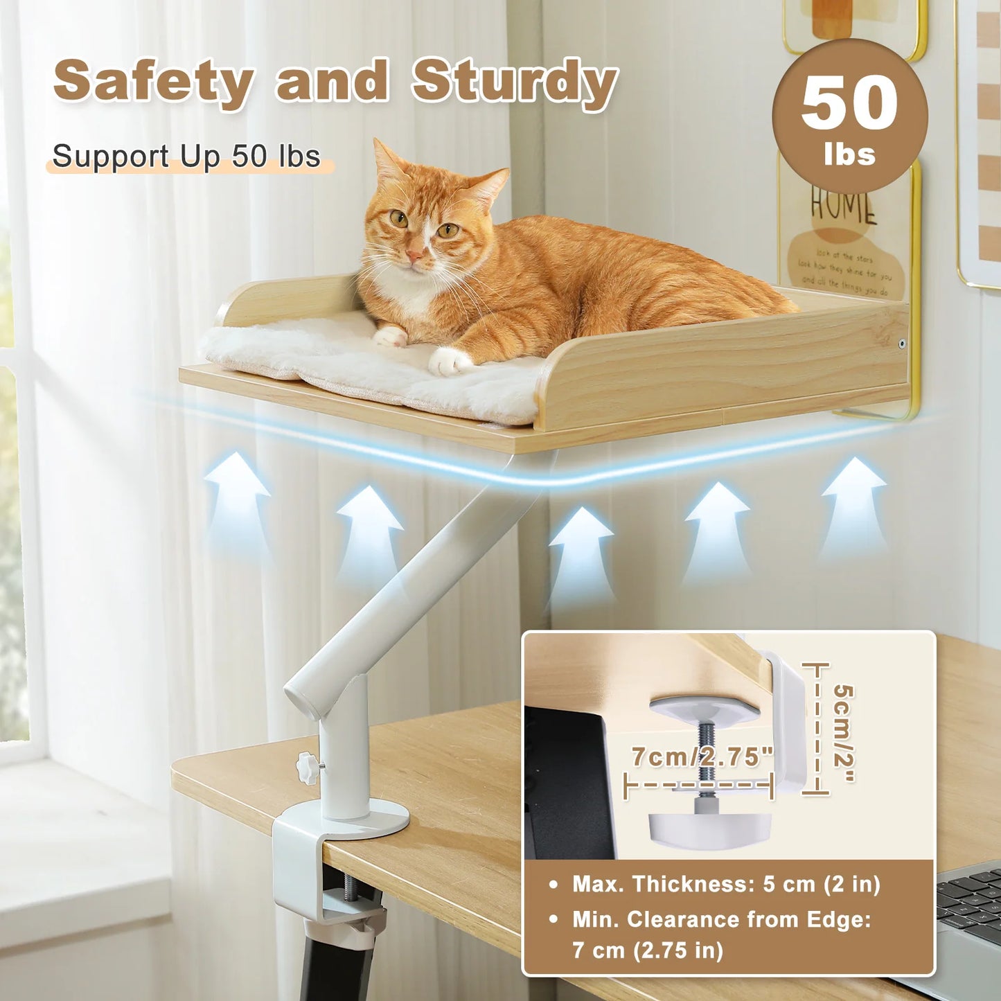 PAWZ Road Cat Desk Bed Rotatable Stand With Plush Hammock