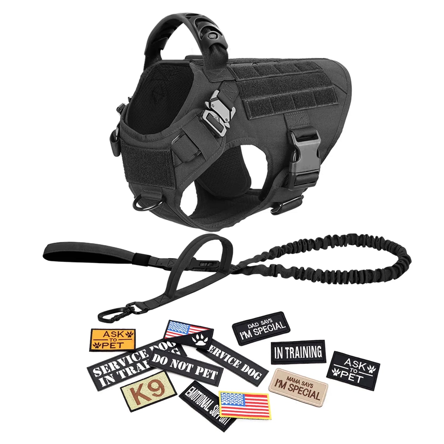 Military Large Dog Harness Vest Set For Malinois Training Accessories
