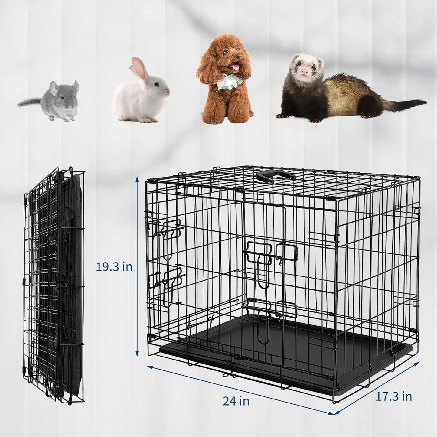 HiMISS Rabbit Cage Portable Folding Carrier With Slide Out Tray