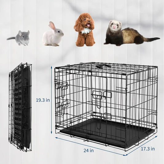 HiMISS Rabbit Cage Portable Folding Carrier With Slide Out Tray