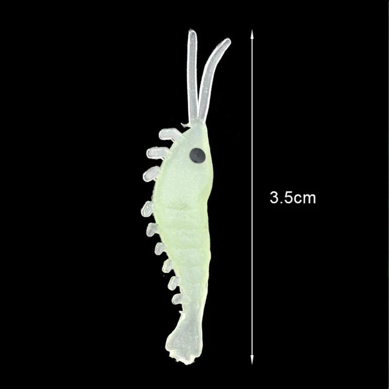 Luminous Shrimp Fishing Bait Soft Lure Worms Glow Shrimps Lures For Bass Crappie