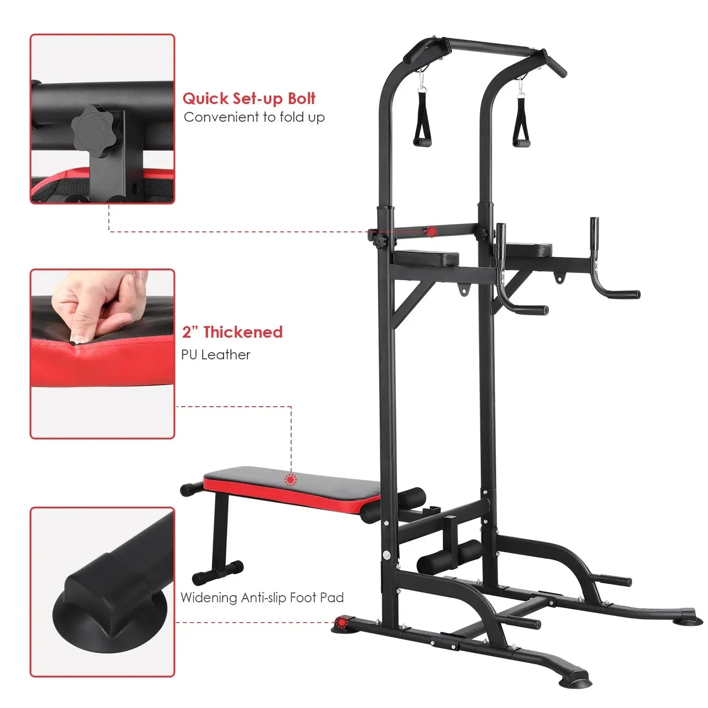 Power Tower and Adjustable Weight Bench System for Pull Ups