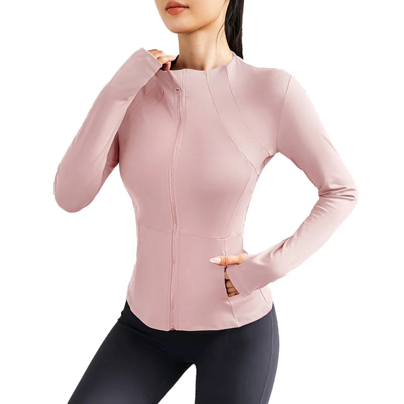 Women's Athletic Lightweight Yoga Jacket With Zipper And Pockets