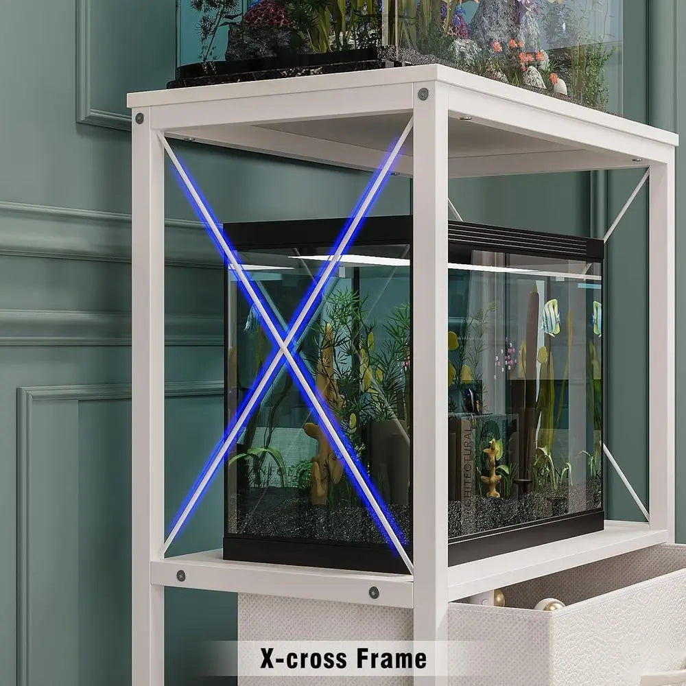 Reptile Tank Stand With Two-Tier Shelves
