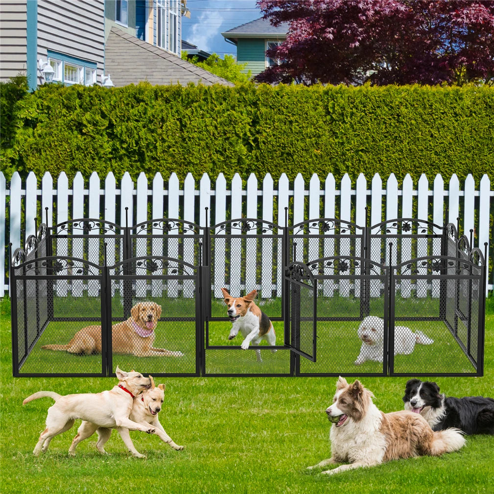 BINGOPAW Metal Dog Playpen With Gate Foldable Exercise Fence