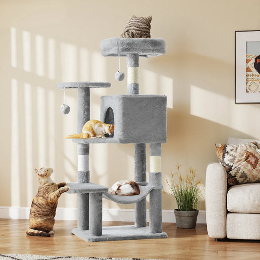 JHK Cat Tree Tower For Cats With Sisal Scratching Posts