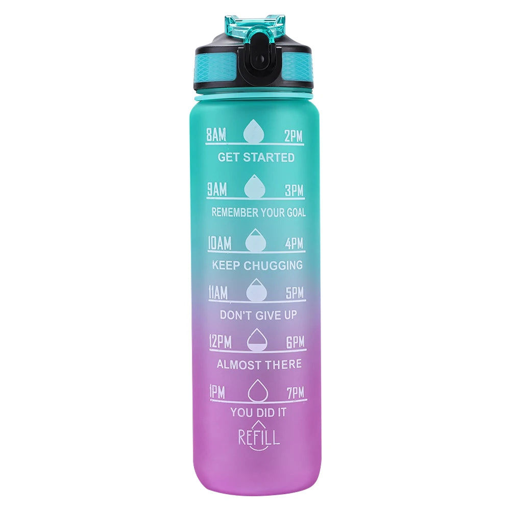 Sports Water Bottle Leakproof Frosted Cup With Time Scale Fitness